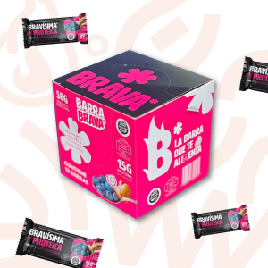 Caja 12 Barras, BRAVÍSIMA PROTEICA con arándanos, jengibre y chocolate semiamargo