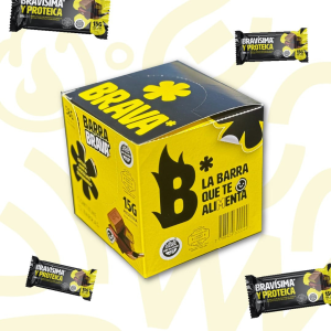 Caja 12 Barras, BRAVÍSIMA PROTEICA con dátiles, maní y chocolate semiamargo